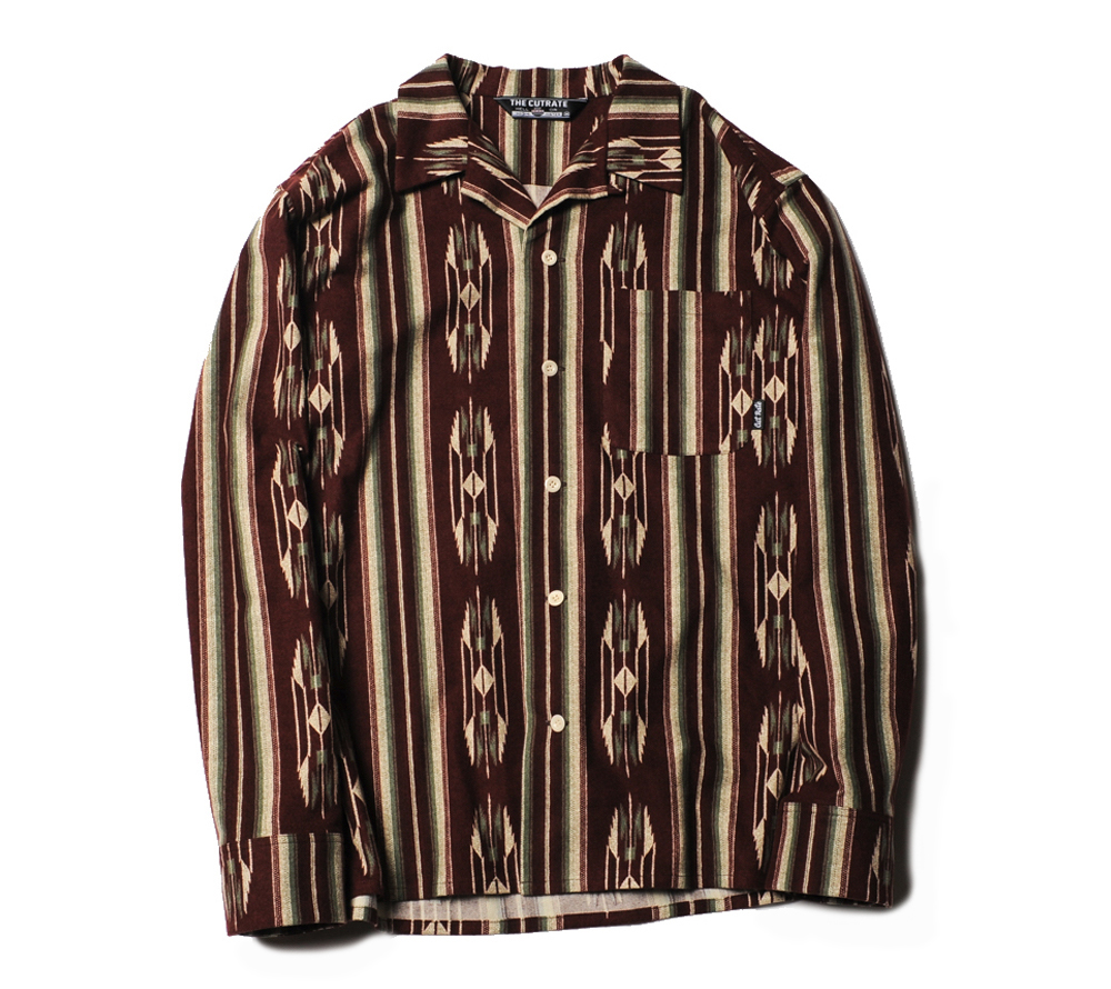 NATIVE PATTERN STRIPE L/S SHIRT
