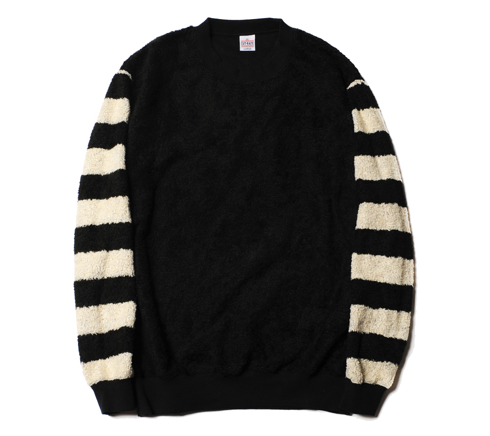 PILE BOA SLEEVE BORDER SHIRT