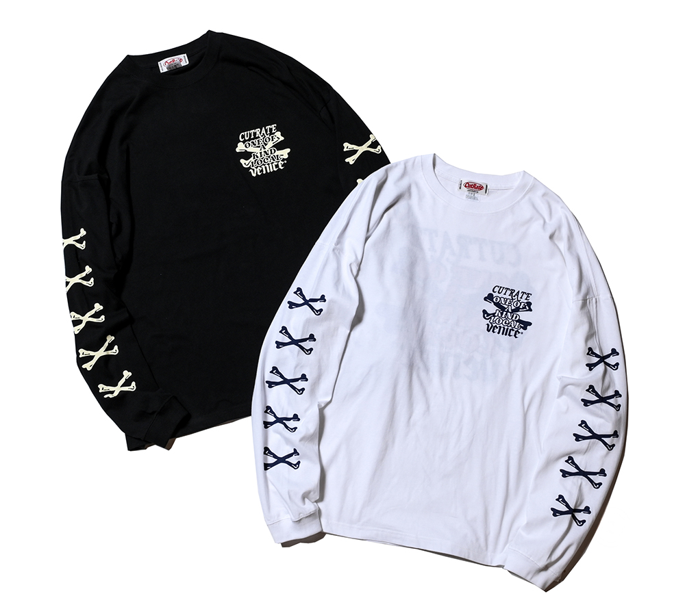 ×VENICE8 COFFEE HOUSE®︎ CROSS BONE DROPSHOULDER  L/S T-SHIRT