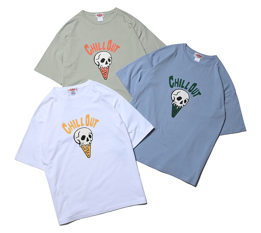 SKULL CREAM LOGO DROPSHOULDER S/S T-SHIRT