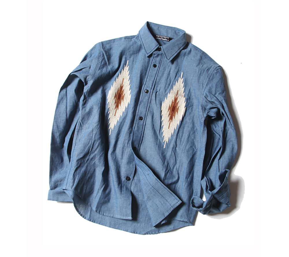 L/S NATIVE EMBROIDERY CHAMBRAY SHIRT