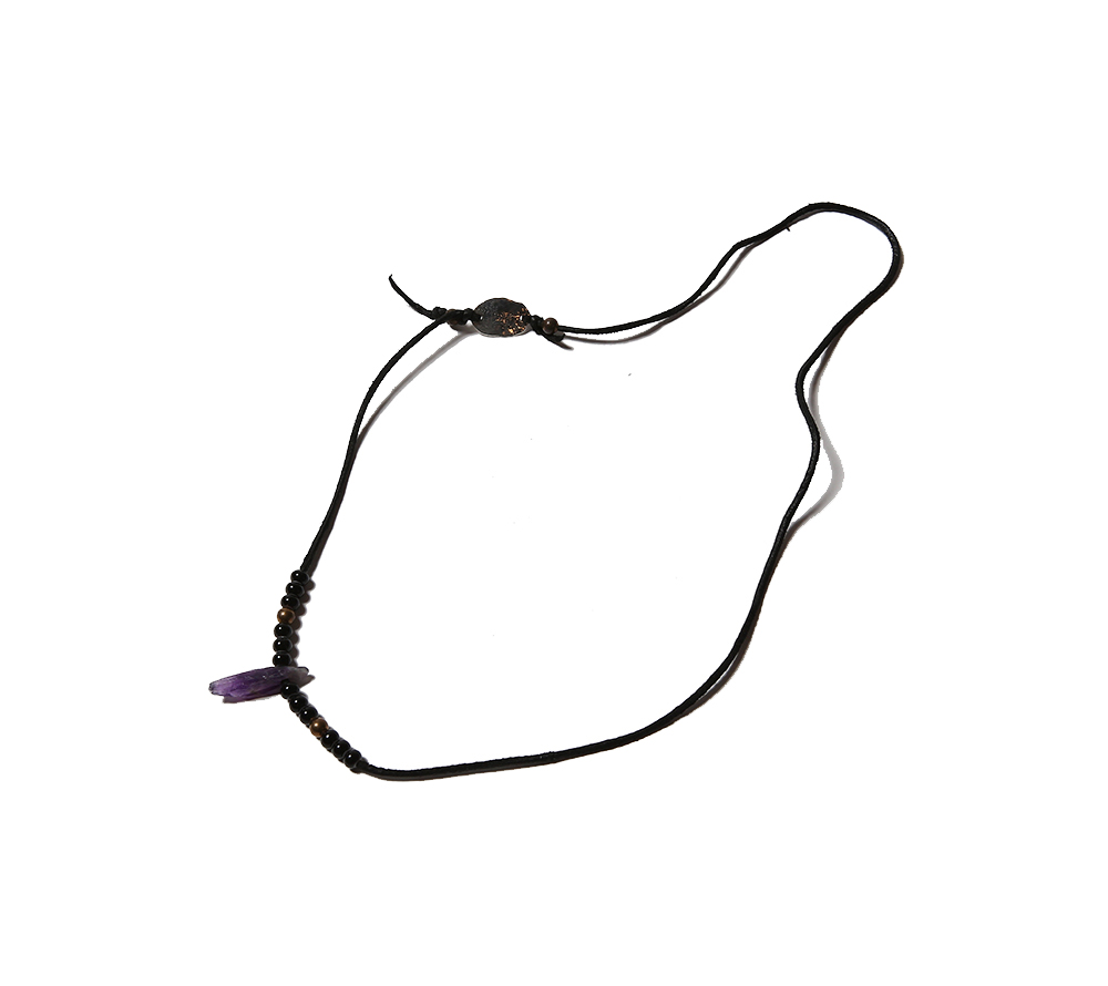 AMETHYST LEATHER NECKLACE