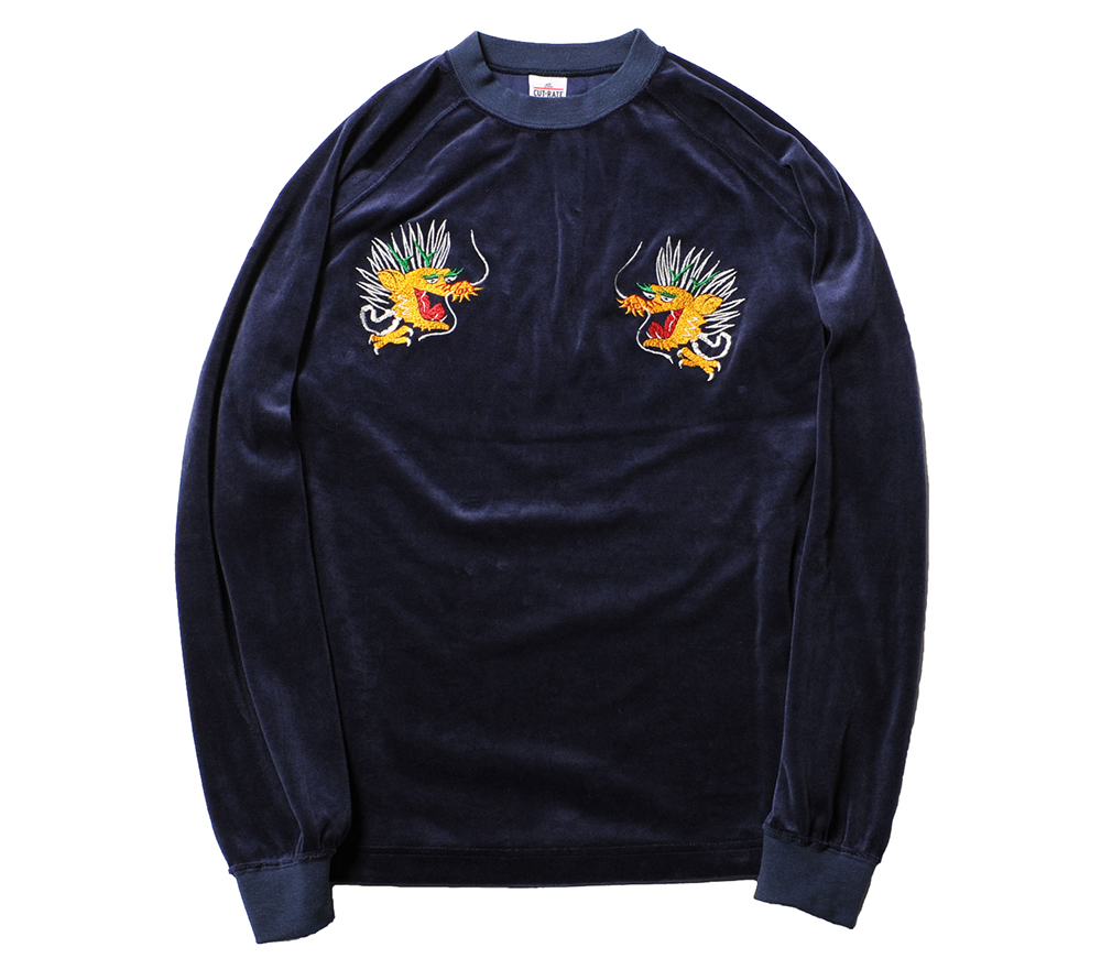 L/S EMBROIDERY VELOUR T-SHIRT
