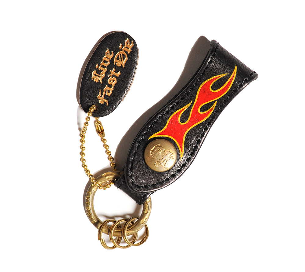FLAME PAINT LEATHER KEY RING